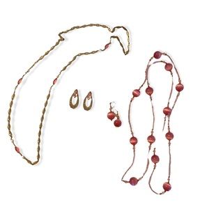 Lot of vintage pink and gold-tone jewelry